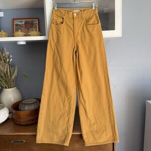 MARNI + Uniqlo Mustard Yellow High Waist Wide Leg Baggy Jeans Size 24